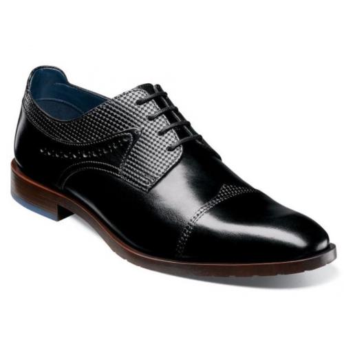 Stacy Adams "Raiden" Black Genuine Leather Cap Toe Oxford Shoes 25324-240.